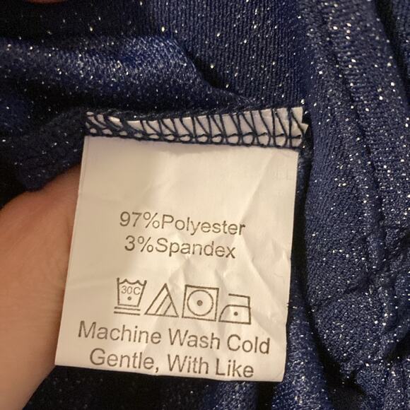 Starry night Glitter Maxi Wrap Dress metallic blue true wrap cocktail ruched s - Picture 15 of 15